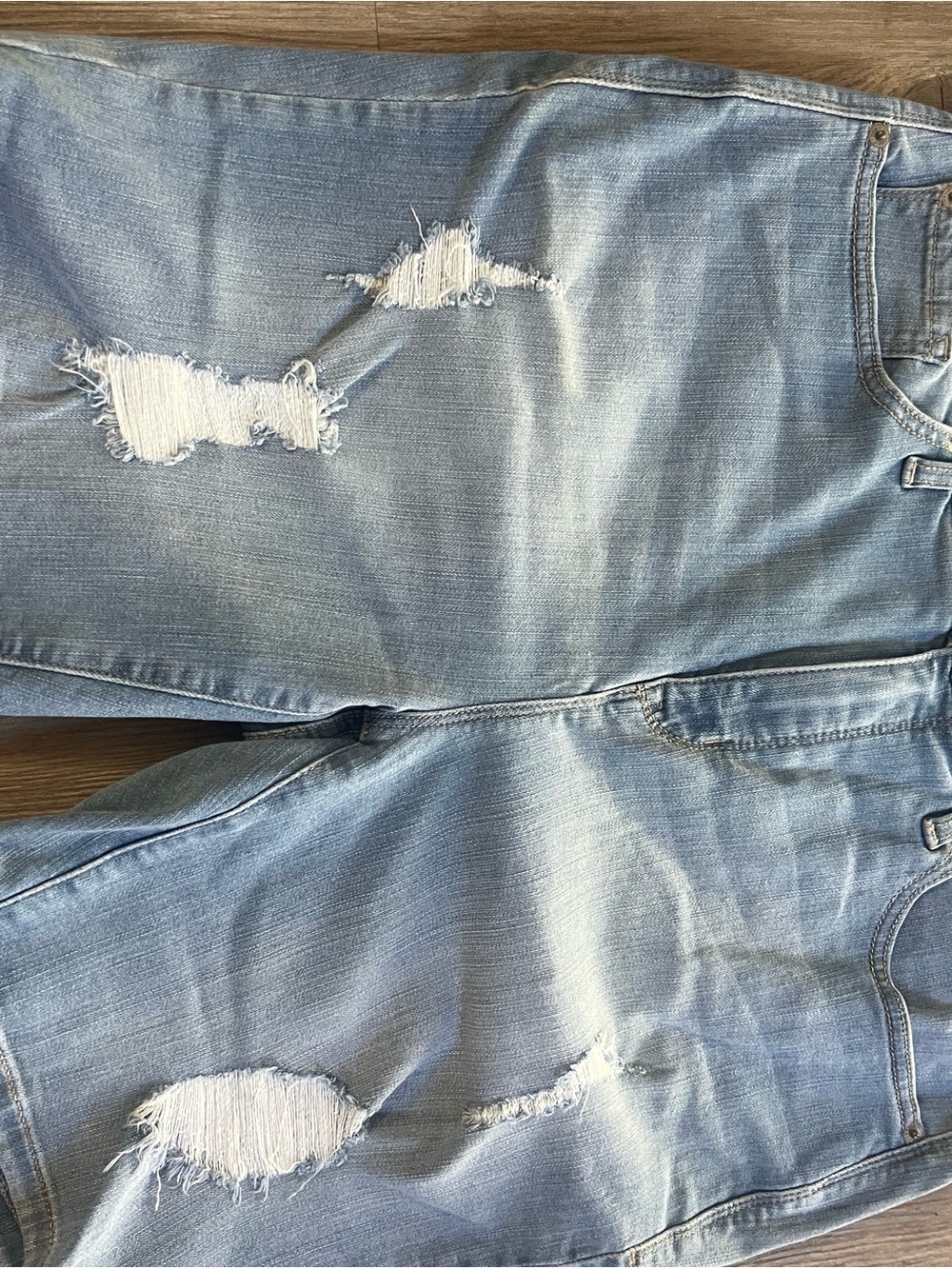 torrid Light Blue High Waist Distressed Shorts